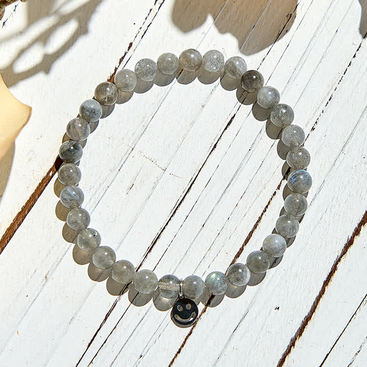 Olivenorma Natural Labradorite Beaded Smiley Face Pendant Bracelet - image 4