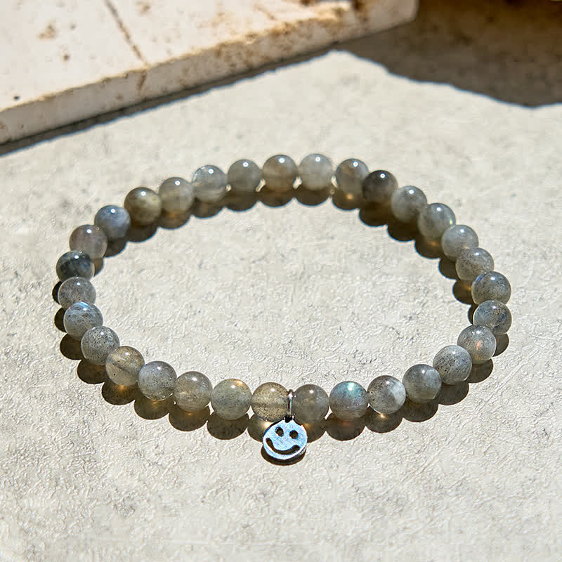 Olivenorma Natural Labradorite Beaded Smiley Face Pendant Bracelet - Labradorite - image 0