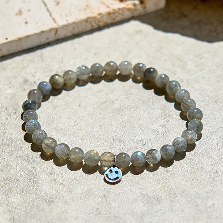 Olivenorma Natural Labradorite Beaded Smiley Face Pendant Bracelet - Labradorite - image 0