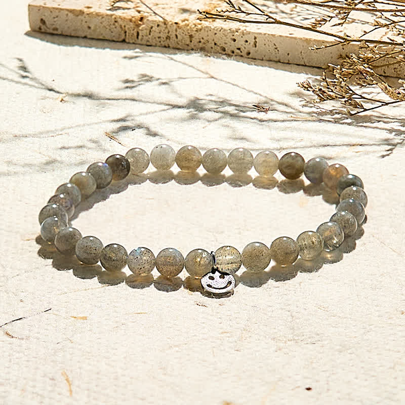 Olivenorma Natural Labradorite Beaded Smiley Face Pendant Bracelet - image 3