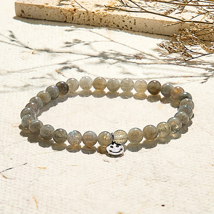 Olivenorma Natural Labradorite Beaded Smiley Face Pendant Bracelet - image 3