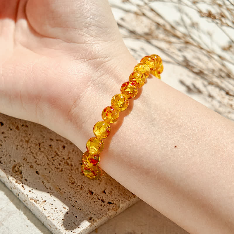 Olivenorma Artificial Flower Amber Beaded Bracelet - image 1
