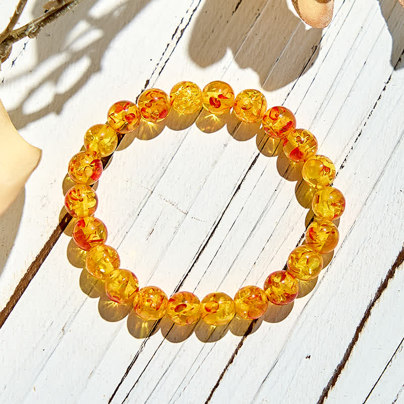 Olivenorma Artificial Flower Amber Beaded Bracelet - image 3