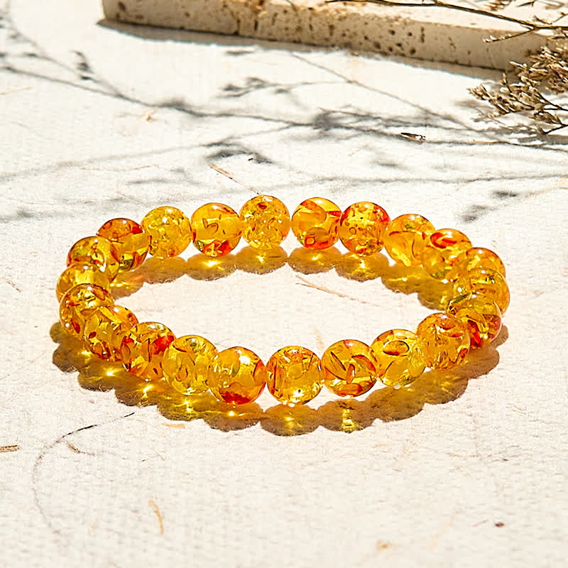 Olivenorma Artificial Flower Amber Beaded Bracelet - 10mm - image 0