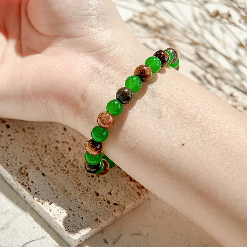 Olivenorma 8mm Green Aventurine Tiger Eye Beaded Bracelet - image 1
