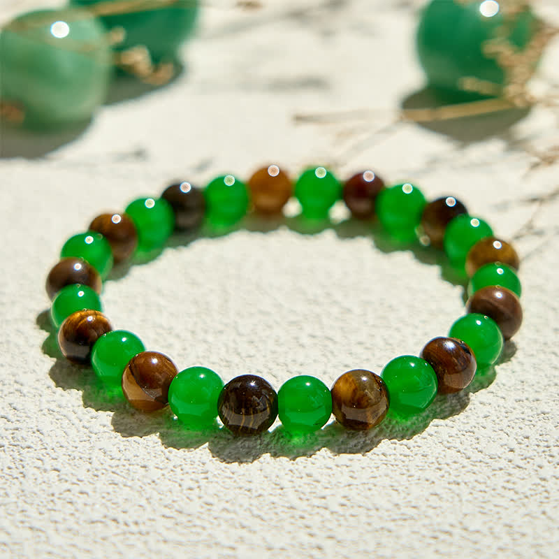 Olivenorma 8mm Green Aventurine Tiger Eye Beaded Bracelet - image 3