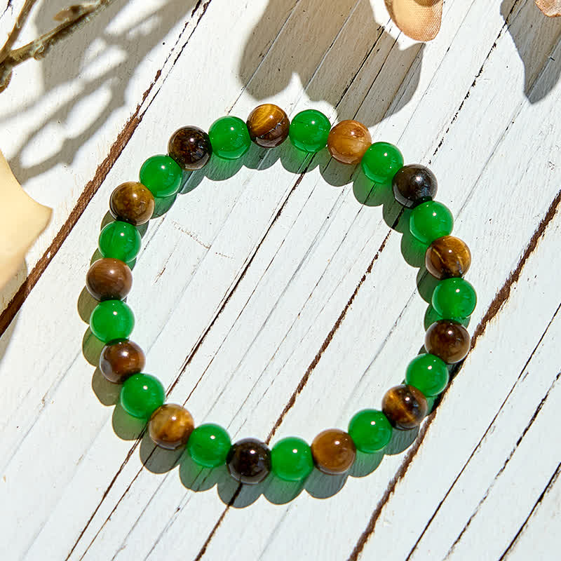 Olivenorma 8mm Green Aventurine Tiger Eye Beaded Bracelet - image 5