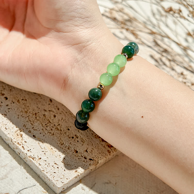 Olivenorma Natural Obsidian Moss Agate Beaded Bracelet - image 1