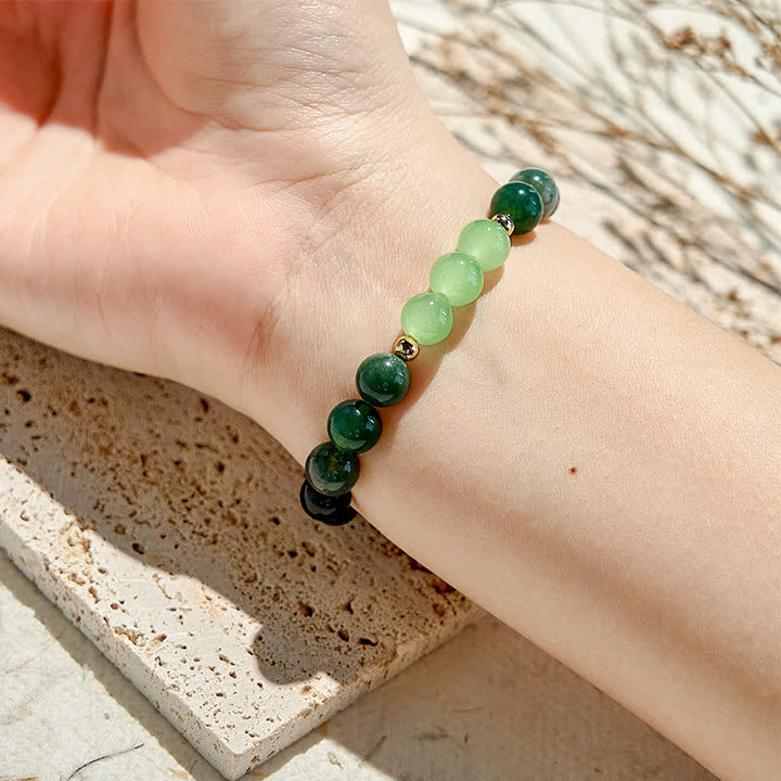 Olivenorma Natural Obsidian Moss Agate Beaded Bracelet - image 1