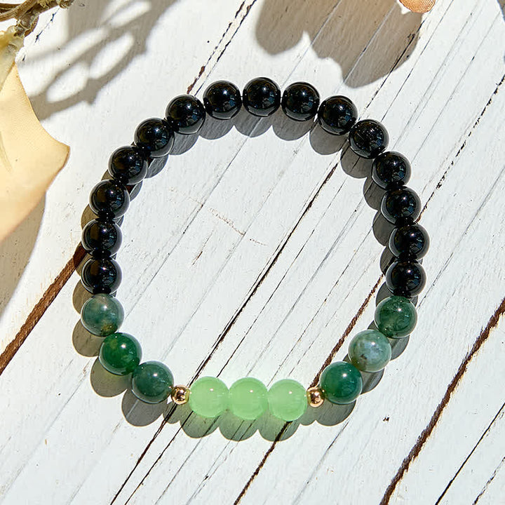 Olivenorma Natural Obsidian Moss Agate Beaded Bracelet - image 4