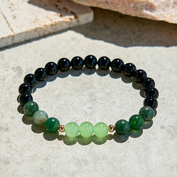 Olivenorma Natural Obsidian Moss Agate Beaded Bracelet - image 3