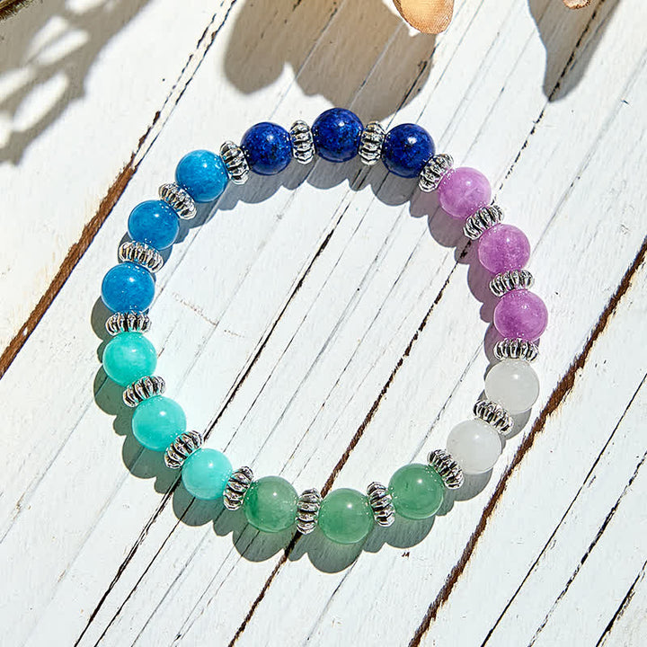 Olivenorma Natural Blue Apatite Amazonite Beaded Bracelet - image 5
