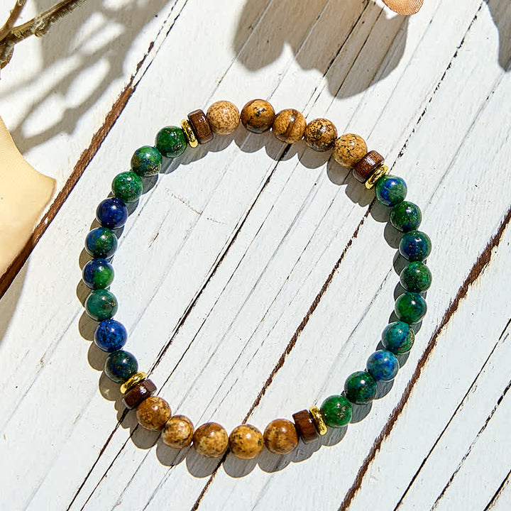 Olivenorma Natural African Turquoise Picture Jasper Beaded Bracelet - image 4