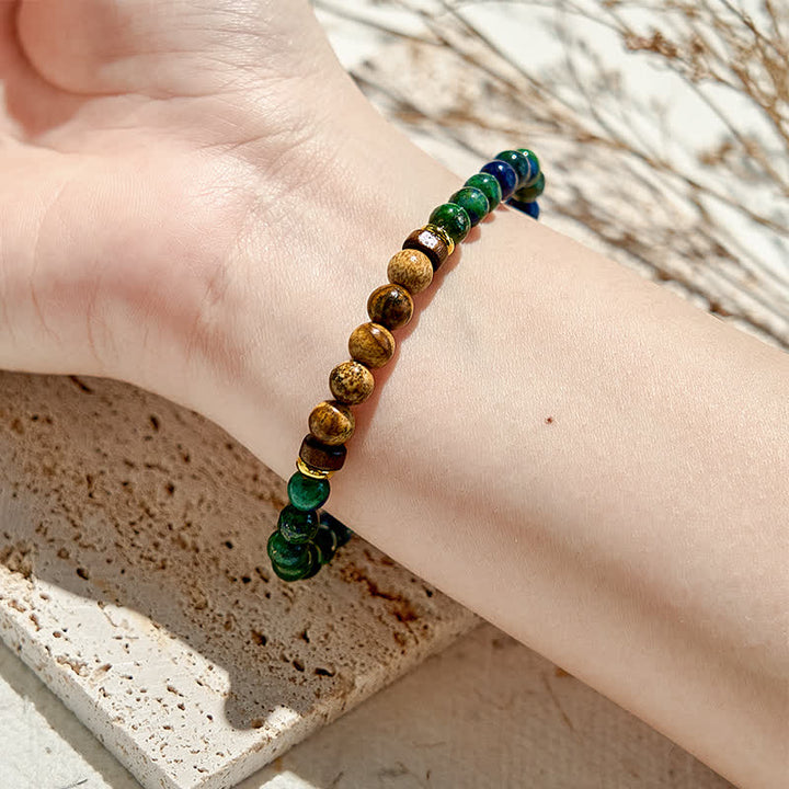 Olivenorma Natural African Turquoise Picture Jasper Beaded Bracelet - image 1