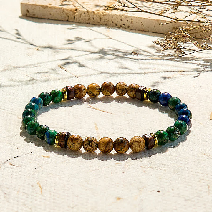 Olivenorma Natural African Turquoise Picture Jasper Beaded Bracelet - African Turquoise & Picture Jasper - image 0