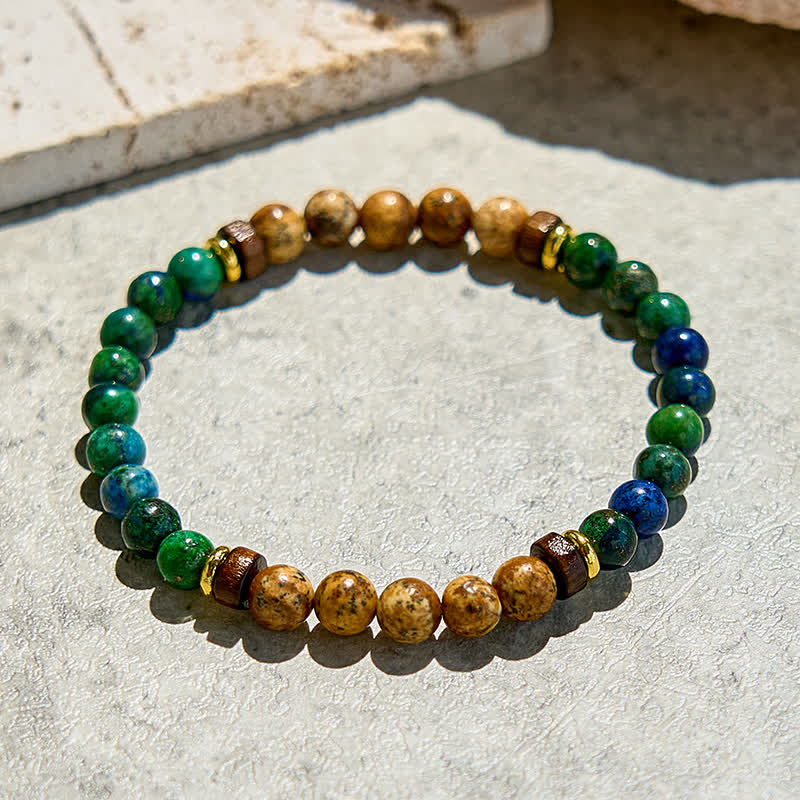 Olivenorma Natural African Turquoise Picture Jasper Beaded Bracelet - image 3