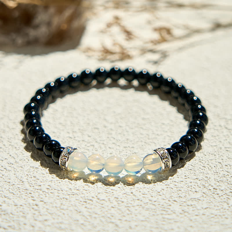 Olivenorma Natural Obsidian Opalite Beaded Bracelet - image 3