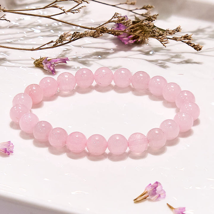 Olivenorma Round Natural Rose Quartz Beaded Bracelet - Rose Quartz - image 0