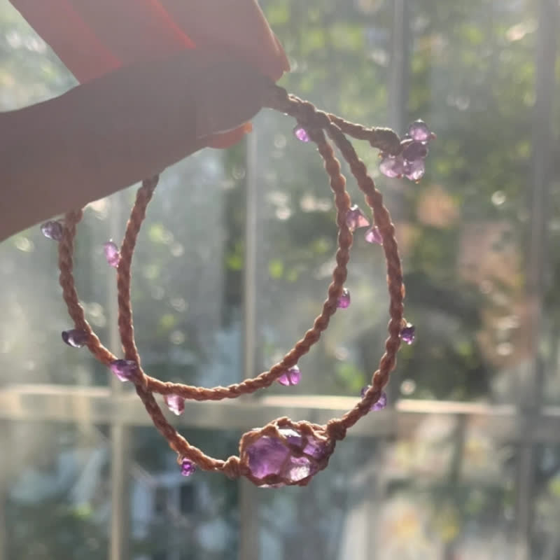 Olivenorma Natural Amethyst Crystal Braided Bracelet - image 3