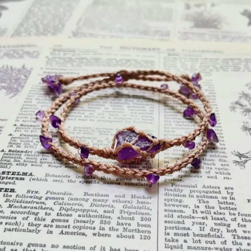 Olivenorma Natural Amethyst Crystal Braided Bracelet - Amethyst - image 0