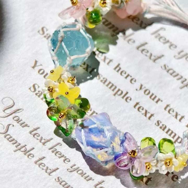 Olivenorma Aquamarine Rose Quartz Opalite Crystal Braided Bracelet - image 2