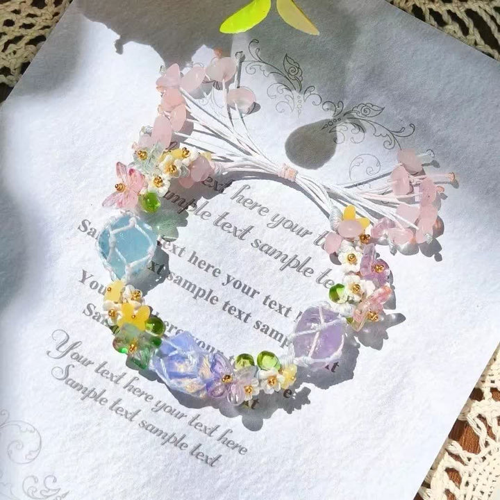 Olivenorma Aquamarine Rose Quartz Opalite Crystal Braided Bracelet - image 1