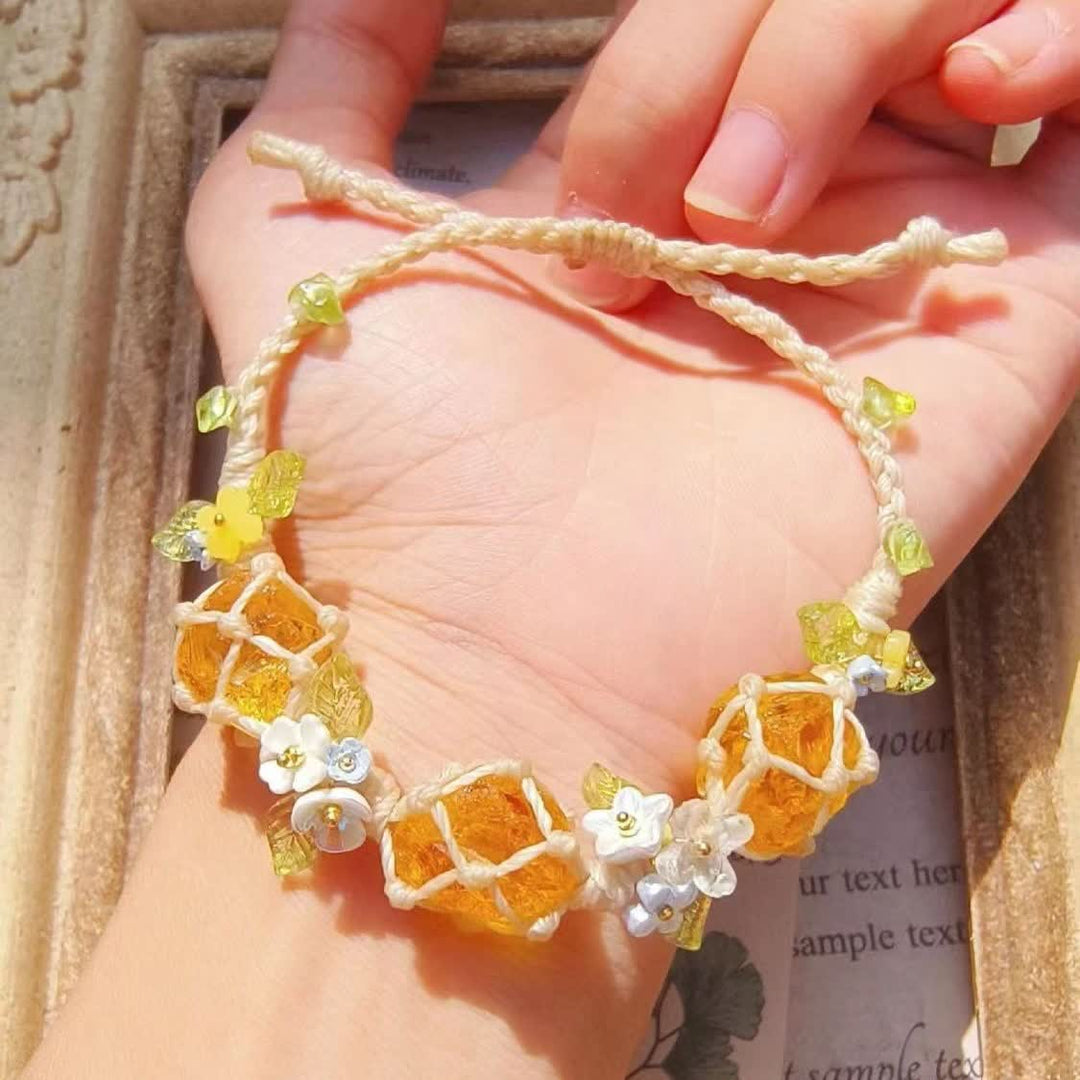 Olivenorma Natural Citrine Peridot Crystal Braided Bracelet - image 2