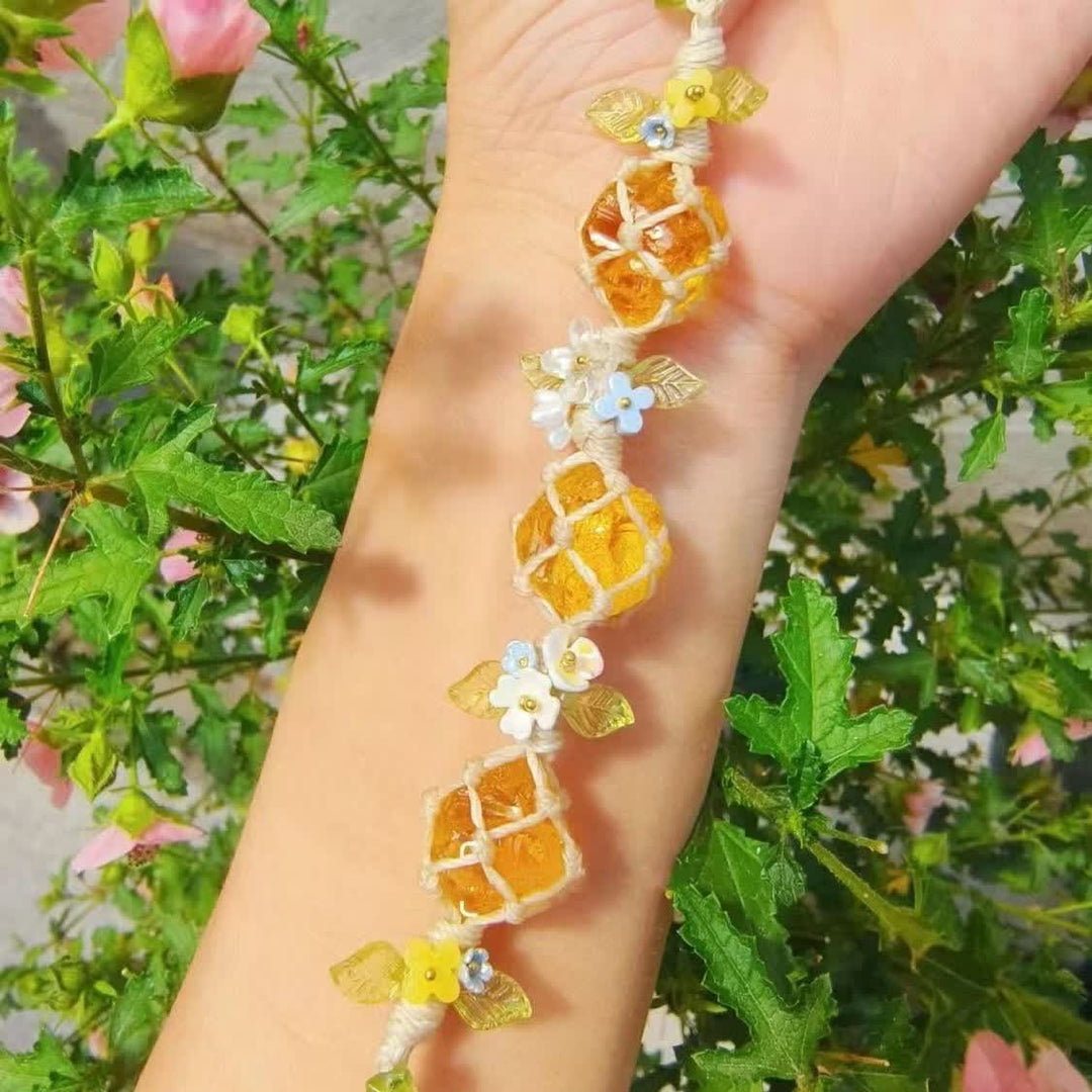 Olivenorma Natural Citrine Peridot Crystal Braided Bracelet - image 3