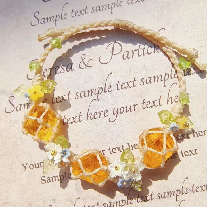 Olivenorma Natural Citrine Peridot Crystal Braided Bracelet - Citrine & Peridot - image 0