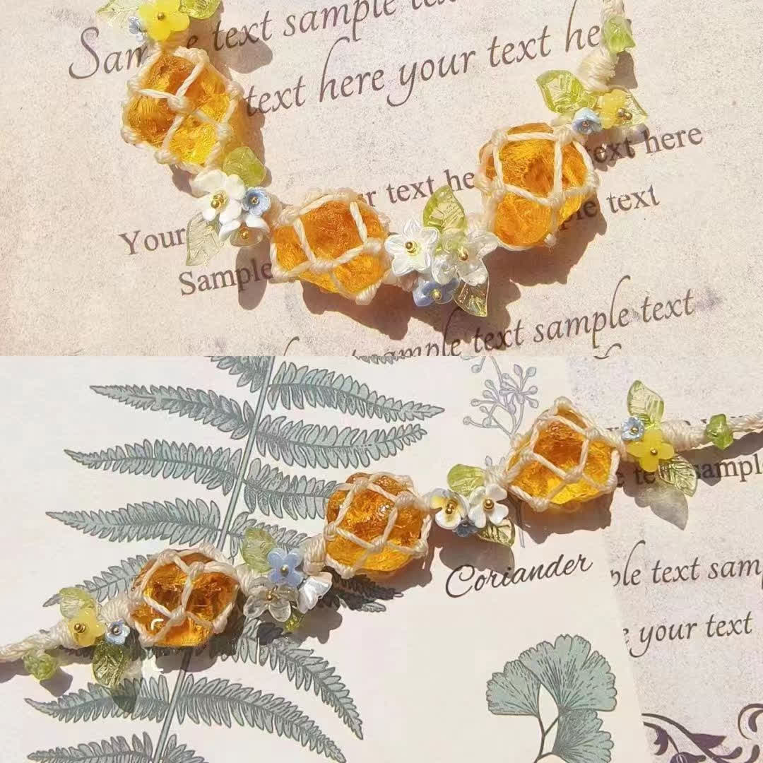 Olivenorma Natural Citrine Peridot Crystal Braided Bracelet - image 6