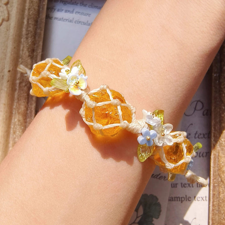 Olivenorma Natural Citrine Peridot Crystal Braided Bracelet - image 1