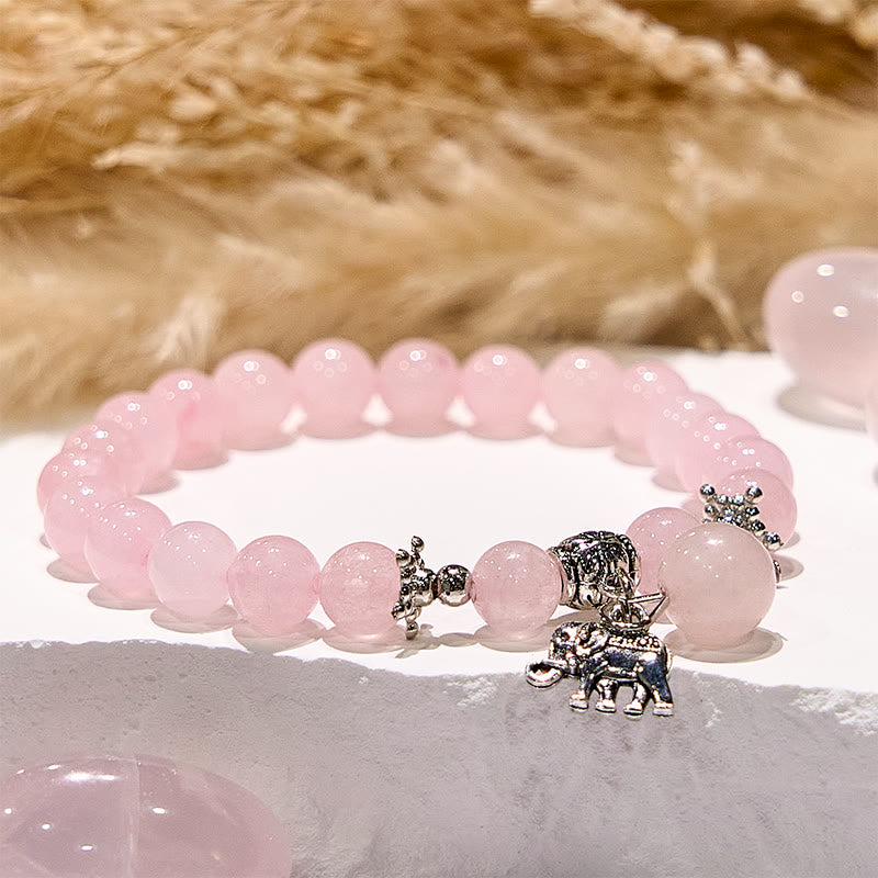 Olivenorma Rose Quartz Elephant Charm Beaded Bracelet - image 4