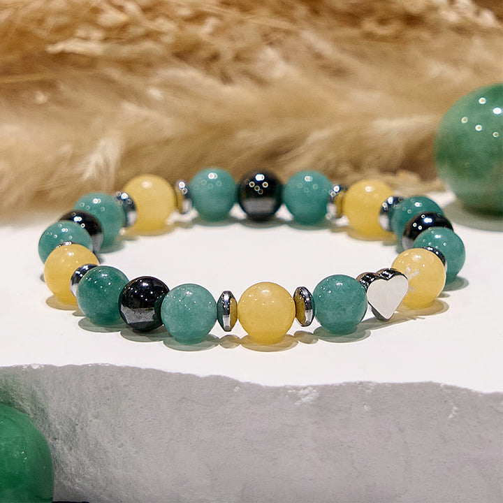 Olivenorma Green Aventurine Yellow Jade Heart Beaded Bracelet - image 3