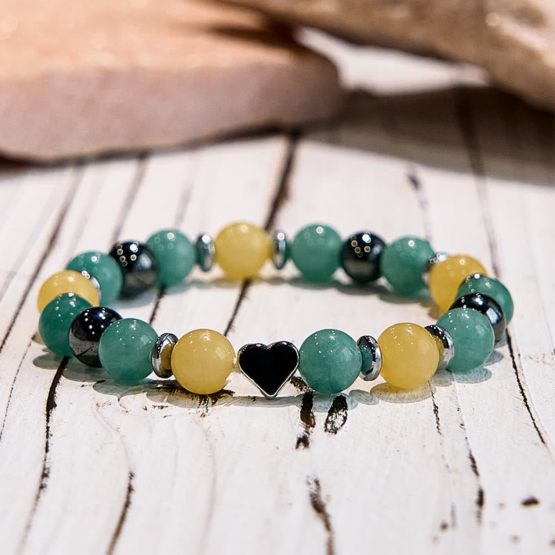 Olivenorma Green Aventurine Yellow Jade Heart Beaded Bracelet - image 4