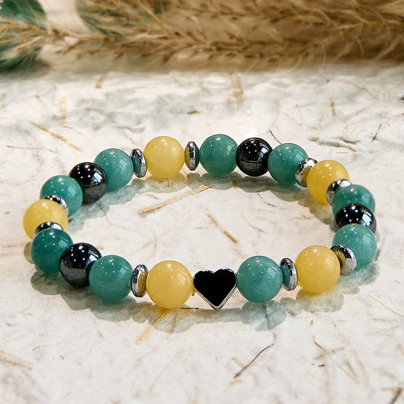 Olivenorma Green Aventurine Yellow Jade Heart Beaded Bracelet - Natural Stone - image 0