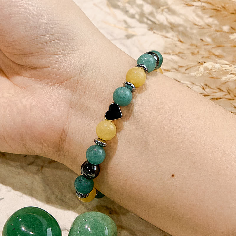 Olivenorma Green Aventurine Yellow Jade Heart Beaded Bracelet - image 1