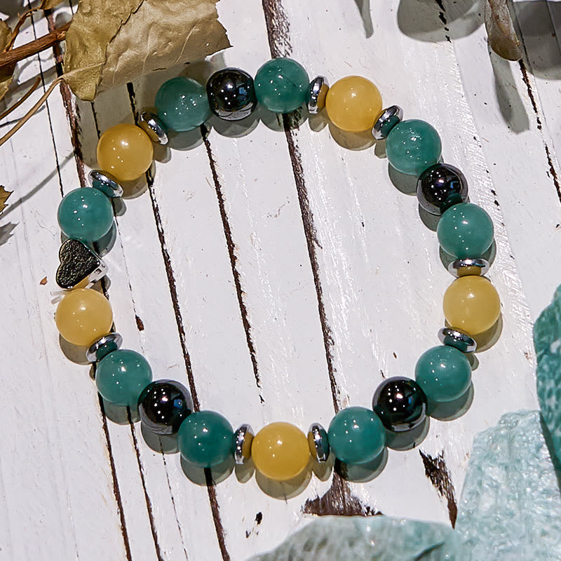 Olivenorma Green Aventurine Yellow Jade Heart Beaded Bracelet - image 2