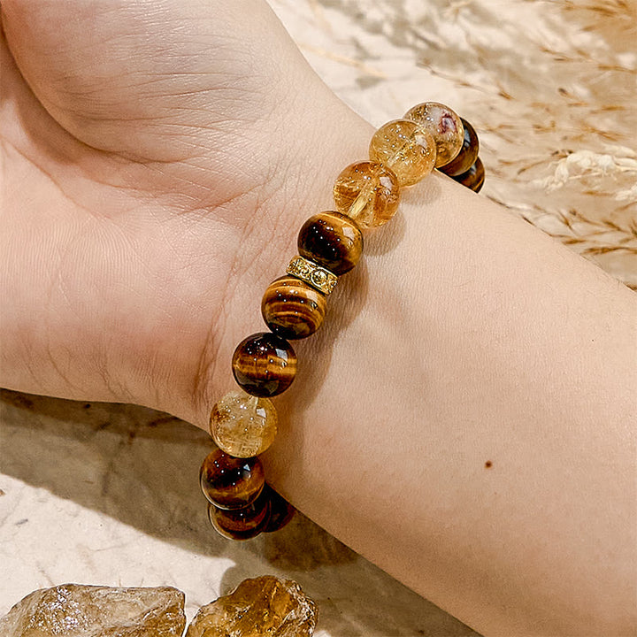 Olivenorma Maillard Style Tiger Eye Citrine Beaded Bracelet - image 1