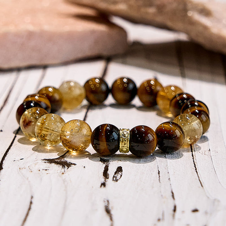 Olivenorma Maillard Style Tiger Eye Citrine Beaded Bracelet - image 4