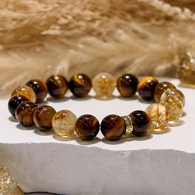 Olivenorma Maillard Style Tiger Eye Citrine Beaded Bracelet - image 3
