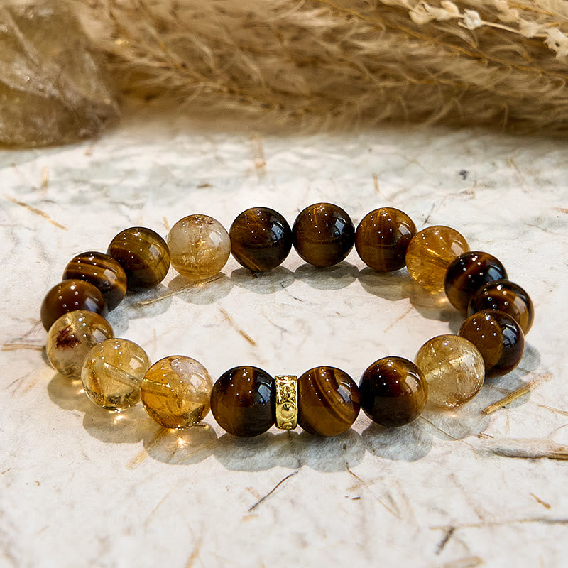 Olivenorma Maillard Style Tiger Eye Citrine Beaded Bracelet - Natural Stone - image 0
