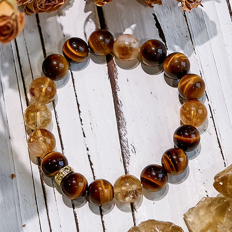 Olivenorma Maillard Style Tiger Eye Citrine Beaded Bracelet - image 2