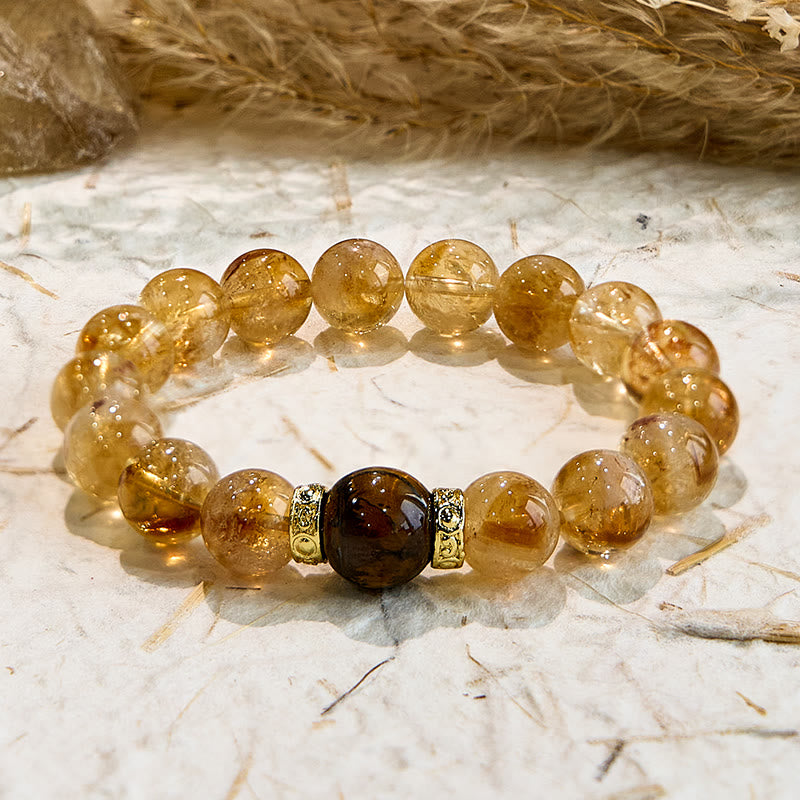 Olivenorma Natural Citrine Tiger Eye Gemstone Beaded Bracelet - Natural Stone - image 0