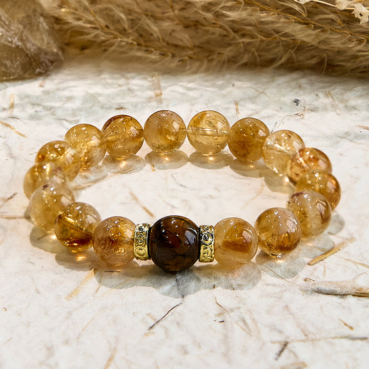 Olivenorma Natural Citrine Tiger Eye Gemstone Beaded Bracelet - Natural Stone - image 0