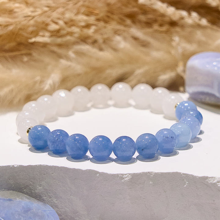 Olivenorma Natural Aquamarine White Jade Healing Bracelet - image 3