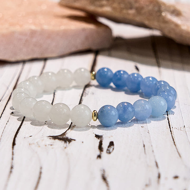 Olivenorma Natural Aquamarine White Jade Healing Bracelet - image 4