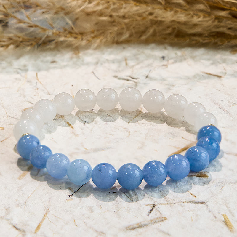 Olivenorma Natural Aquamarine White Jade Healing Bracelet - Natural Stone - image 0
