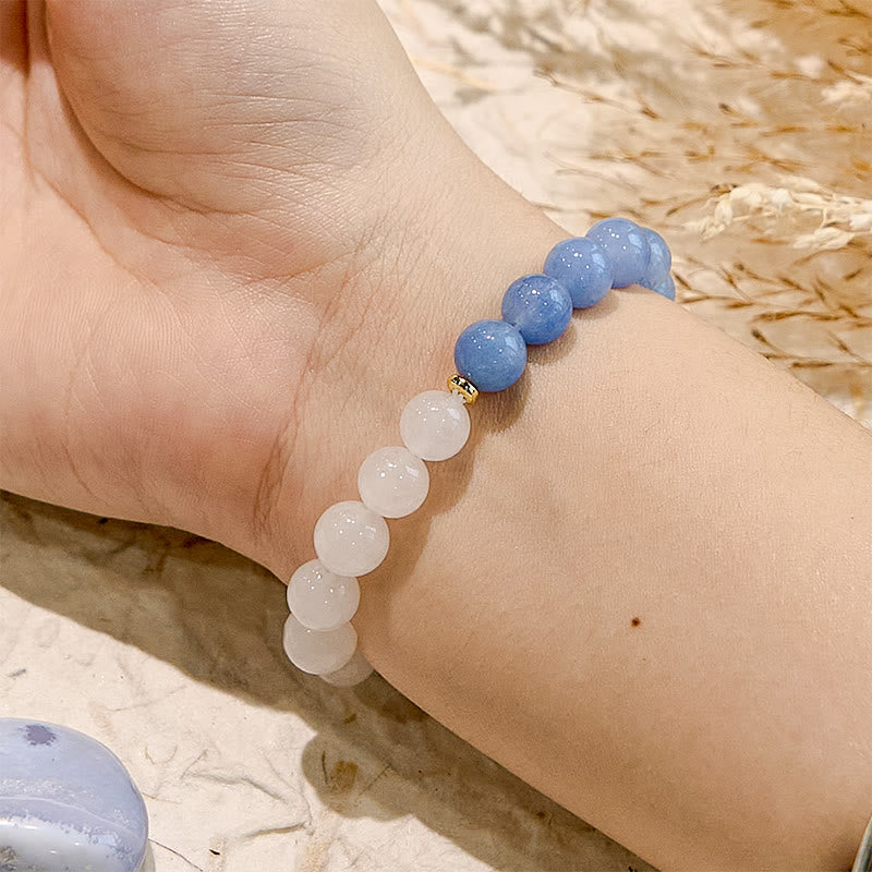 Olivenorma Natural Aquamarine White Jade Healing Bracelet - image 1