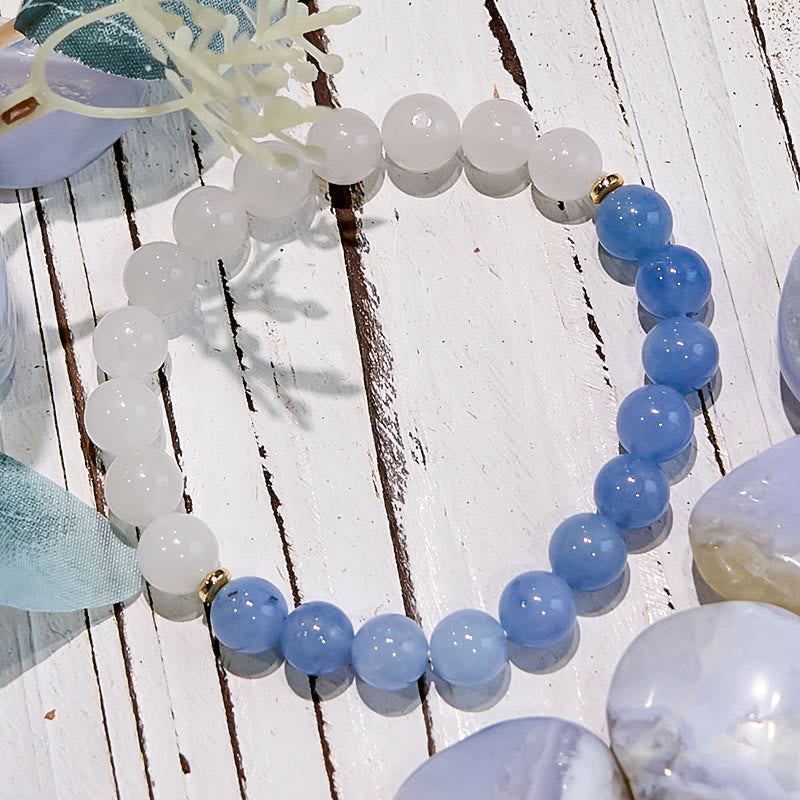 Olivenorma Natural Aquamarine White Jade Healing Bracelet - image 2