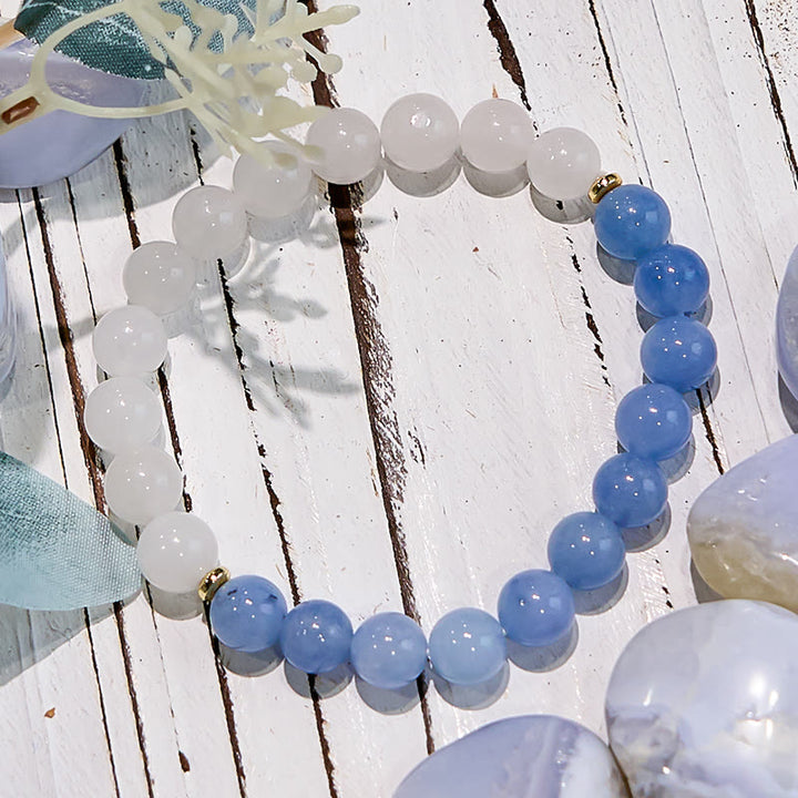 Olivenorma Natural Aquamarine White Jade Healing Bracelet - image 2